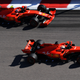 Sebastian Vettel inching in front of Charles Leclerc at the Russian Grand Prix.